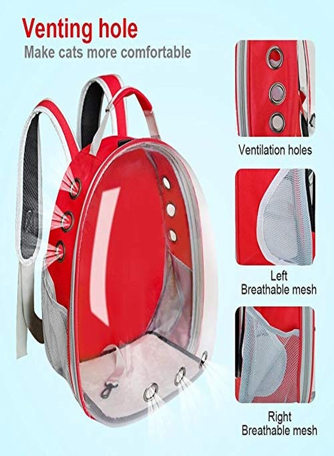 Petlicious & More Pet Transparent Cat Carrier Backpack Puppy Kitty Breathable Carriers for Travel Capsule Backpack (Red) - Image 3